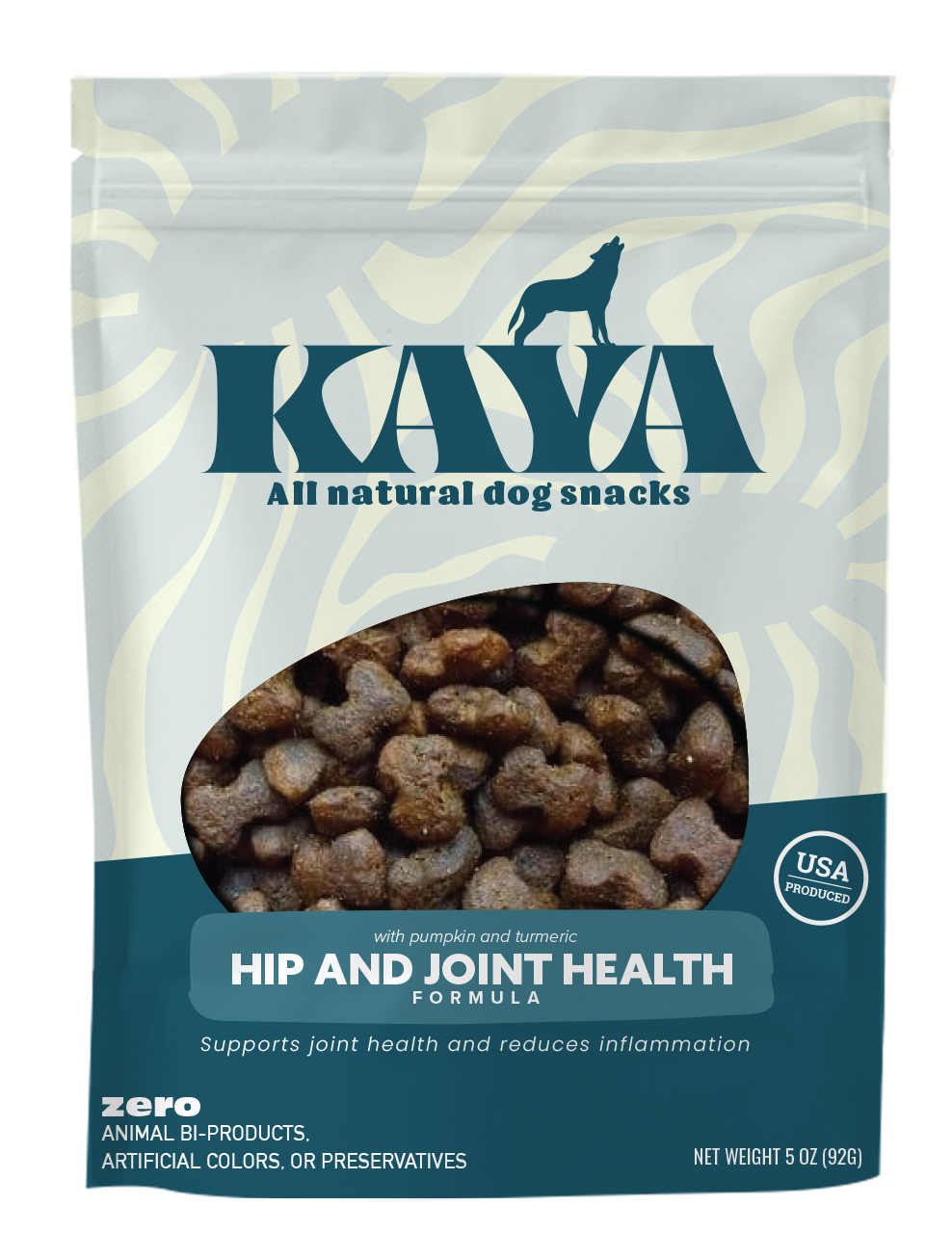 dog joint health treats with turmeric and glucosamine in natural packaging